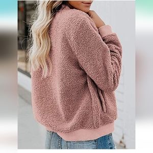 New Sherpa faux fleece rose sherpa jacket womens small